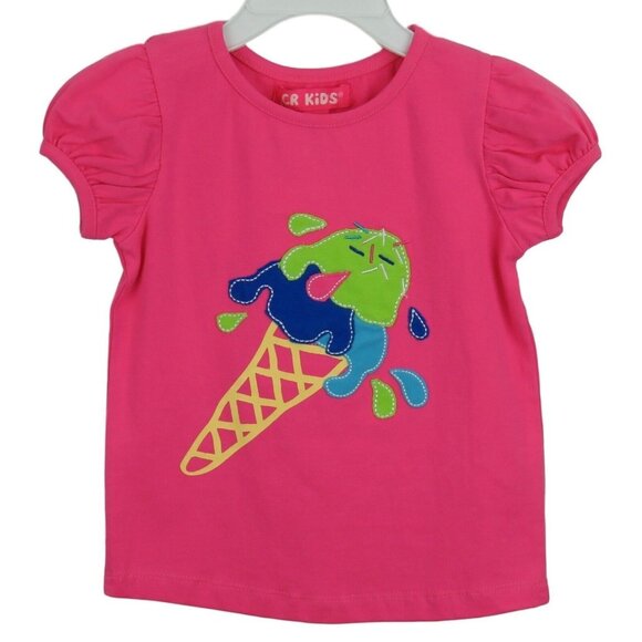 CR Kids Top Girls Size 2T Ice Cream Cone Pink by Globaltex Applique - Picture 1 of 3